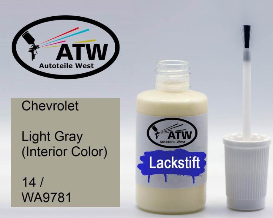 Chevrolet, Light Gray (Interior Color), 14 / WA9781: 20ml Lackstift, von ATW Autoteile West.